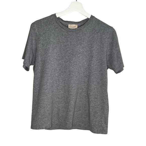 Sezane Conrad Cotton Short Sleeve Round Neck T-Shirt Mottled Gray Women's Small - Picture 2 of 7